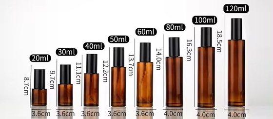 30 ml 50 ml 80 ml 100 ml Ambar Botões de bomba de vidro cosmético Botão de spray recarregável