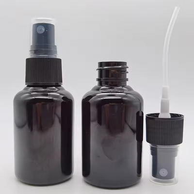 Botão de spray cosmético de plástico preto e brilhante de 50 ml PET com cabeça fina de spray preta