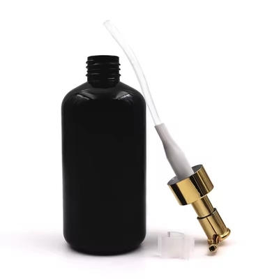Garrafas de plástico para cosméticos Garrafa de bomba de loção Garrafa com tampa de ouro Garrafa redonda