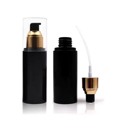Garrafas de plástico para cosméticos Garrafa de bomba de loção Garrafa com tampa de ouro Garrafa redonda
