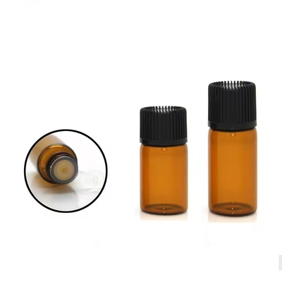 1 ml 2 ml 3 ml 4 ml 5 ml Óleo Essencial Mini frascos de vidro âmbar com tampa de parafuso