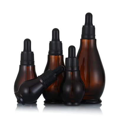 Garrafas vazias de óleo essencial marrom mate recarregáveis com tampa do conta-gotas 30 ml 50 ml