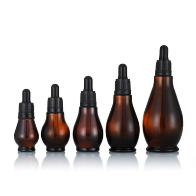 Garrafas vazias de óleo essencial marrom mate recarregáveis com tampa do conta-gotas 30 ml 50 ml