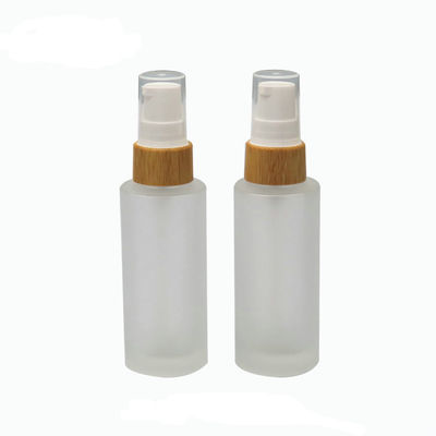 100ml geou a garrafa de vidro com os cuidados com a pele cosméticos do recipiente do tonalizador da bomba de bambu