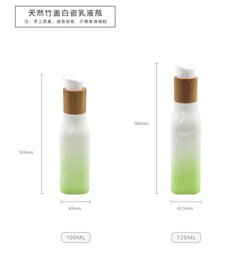 loção cosmética de vidro das garrafas de 100ml 43mm 43/410 de frasco cosmético com tampas de bambu