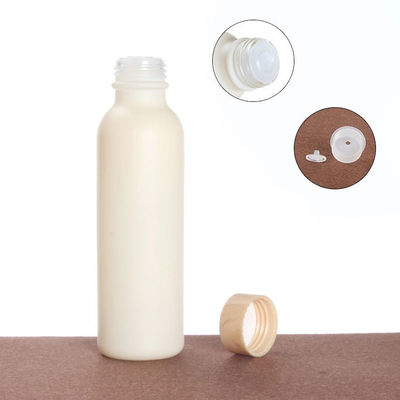 o cosmético de vidro do tampão de parafuso 110ml 47/400 engarrafa frascos com tampas de bambu 47mm