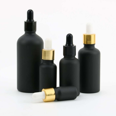 garrafas de óleo essencial Matte Black With Dropper Frosted de 5ml 10ml 15ml