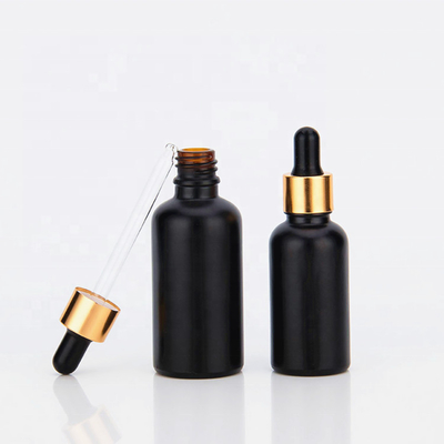 garrafas de óleo essencial Matte Black With Dropper Frosted de 5ml 10ml 15ml